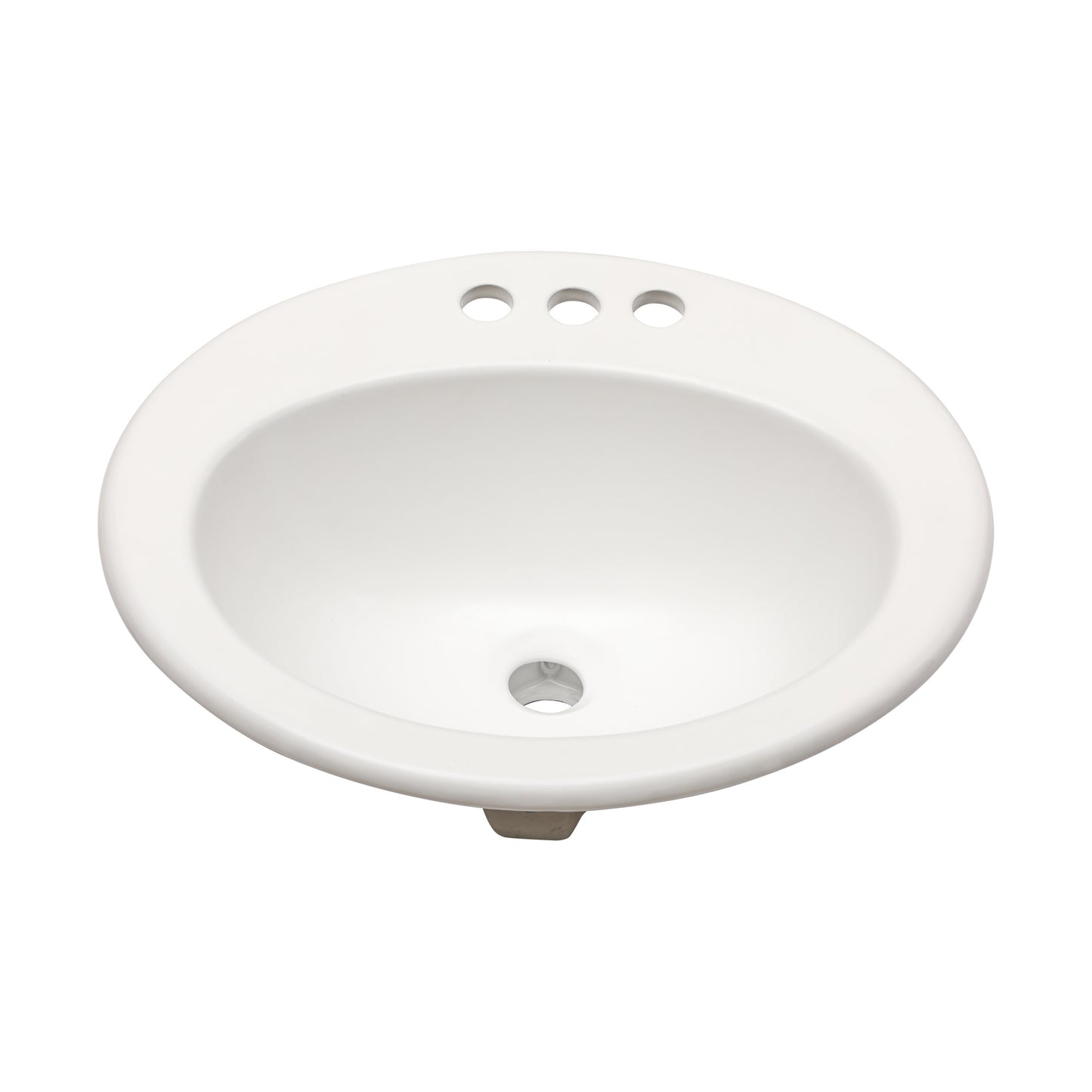 20"x18" White Ceramic Oval Drop In Bathroom Sink with 3 Faucet Hole