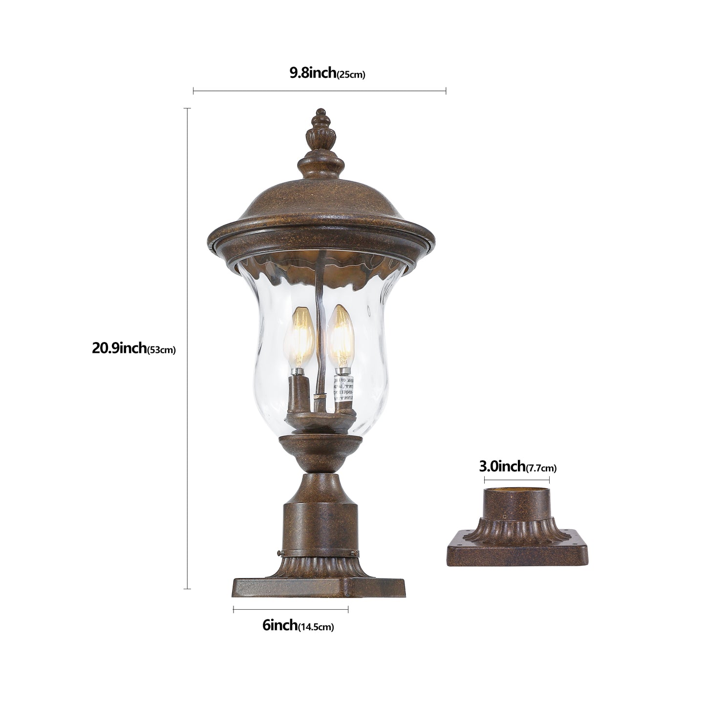 Vintage Outdoor Lamp Post Light - Waterproof Bronze Lantern for Yard & Porch