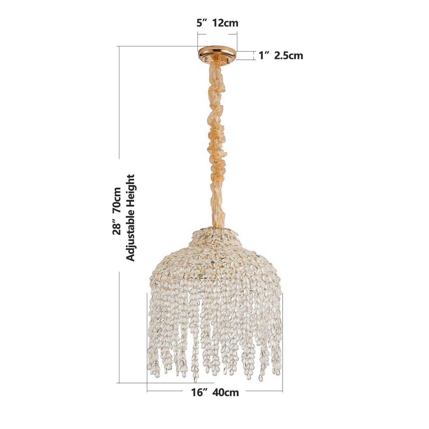 Elegant Gold Crystal Pendant Light - Waterfall Design, 5 Lights
