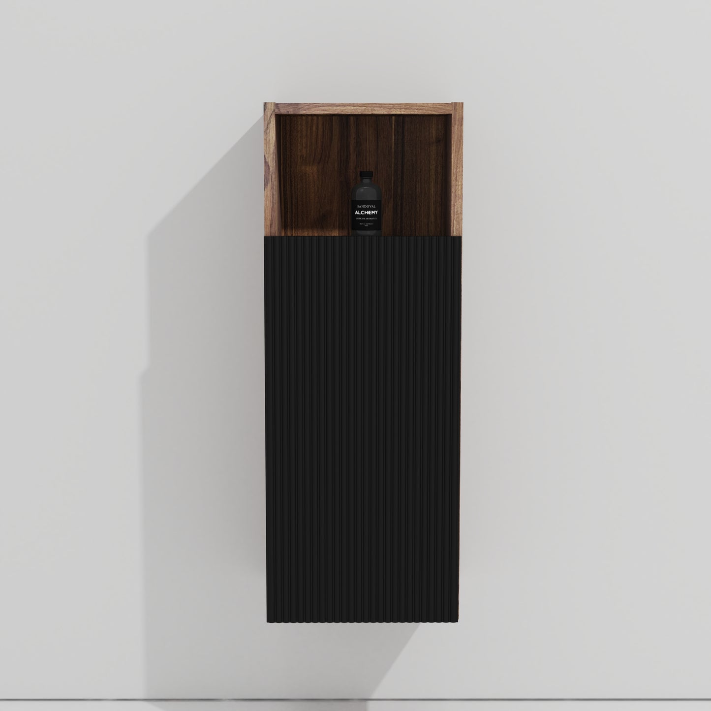CC1014S110.309 Black & Walnut Bathroom Floating Side Cabinet, Wall-mounted Storage Cabinet for Small Space, KD