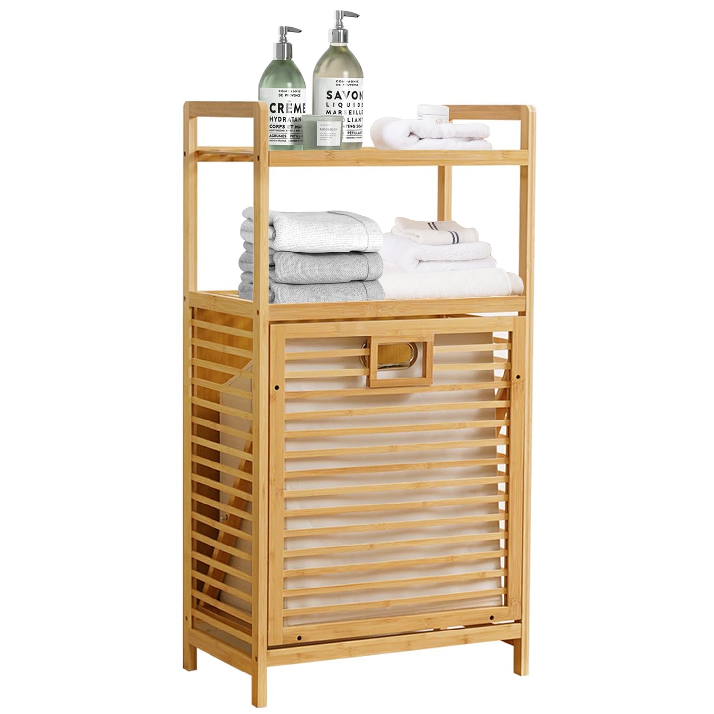 Laundry Hamper with 2-Tier Shelves & Tilt Out Basket, Laundry Baskets Organizer Hampers Bathroom Storage Shelf for Laundry Room, Bathroom, Nursery, Bedroom, Guest Room, Closet (2 Tier - Large)
