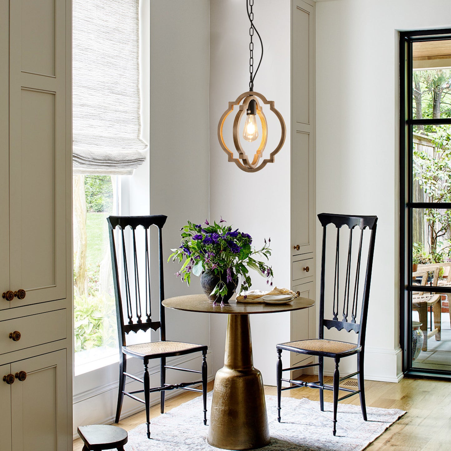 Farmhouse Chandelier, Retro Country Dining Room Lamp, Solid Wood Chandelier for Living room, Foyer and Dining room, Bulb Not Included