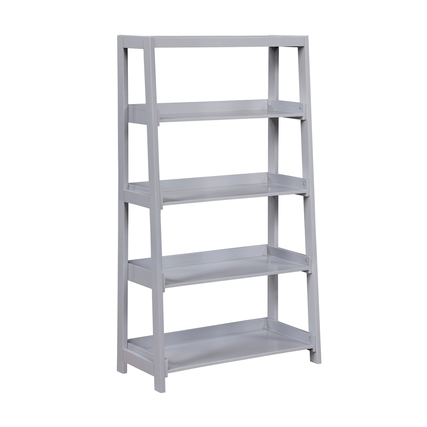 Modern Contemporary Bookcase 4-Shelves Sleek Gray Finish Wooden Furniture 1pc Vertical Storage Display Rack