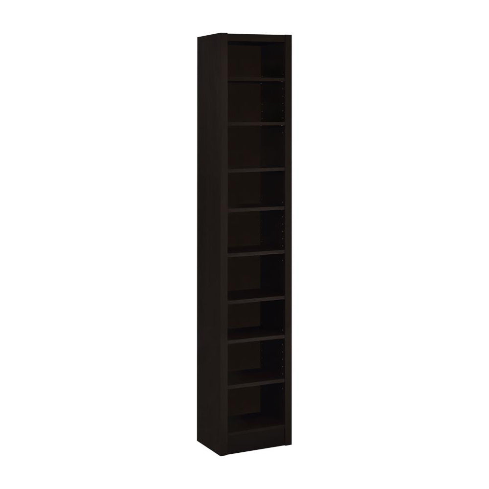 Rectangular 8-shelf Bookcase With 2 Fixed Shelves, Cappuccino