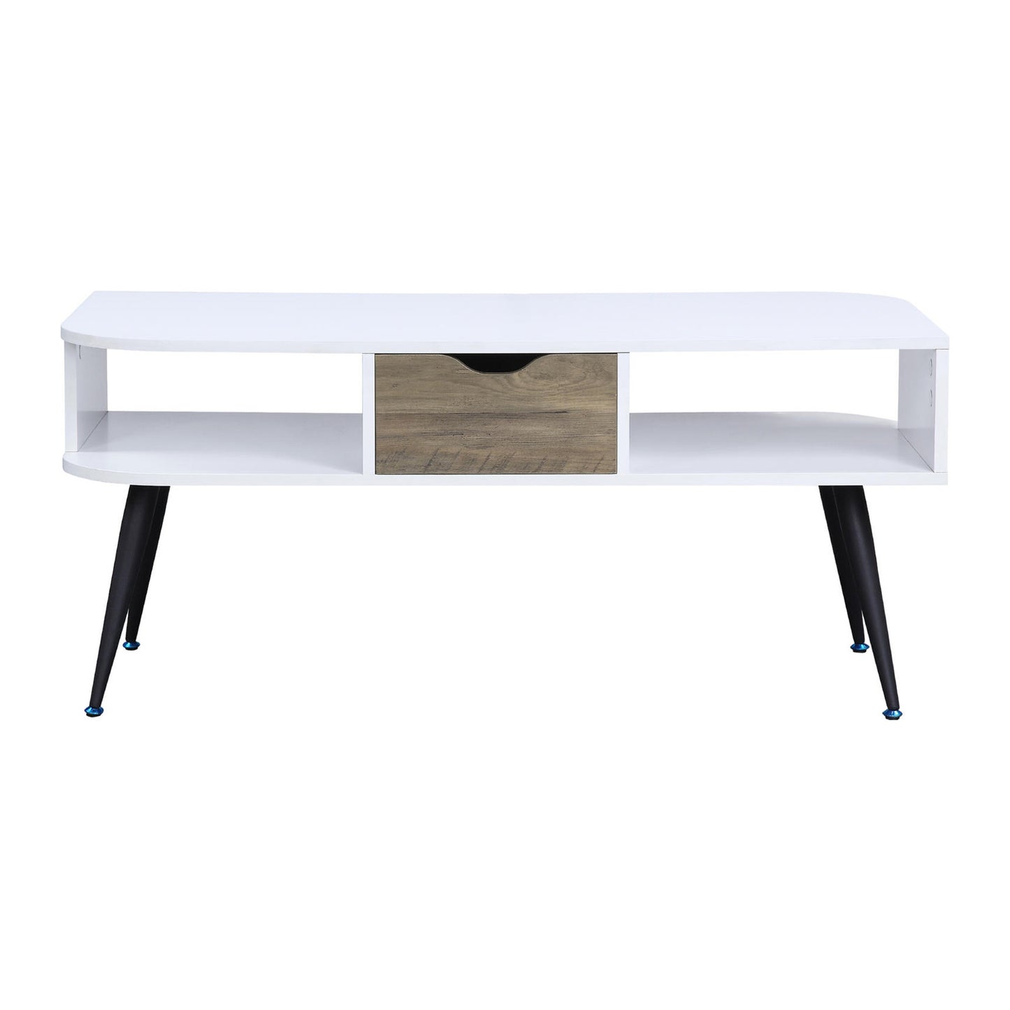 Rectangular Coffee Table with 1 Storage Drawer, White and Black