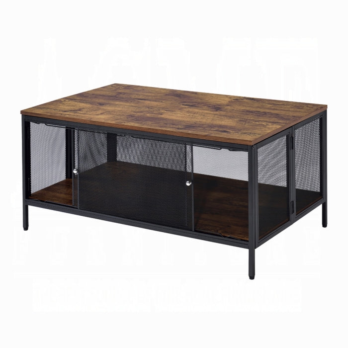 Foldable Rectangular Coffee Table, Antique Oak and Black