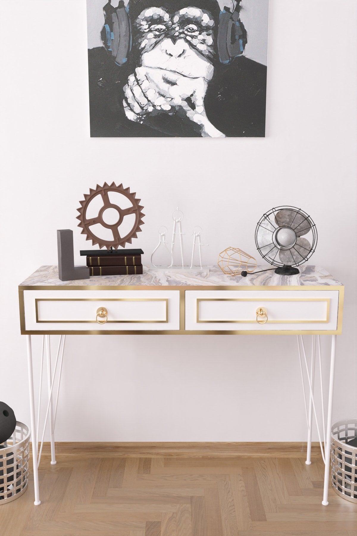 Small White Wood Console Table - 47" x 14"
