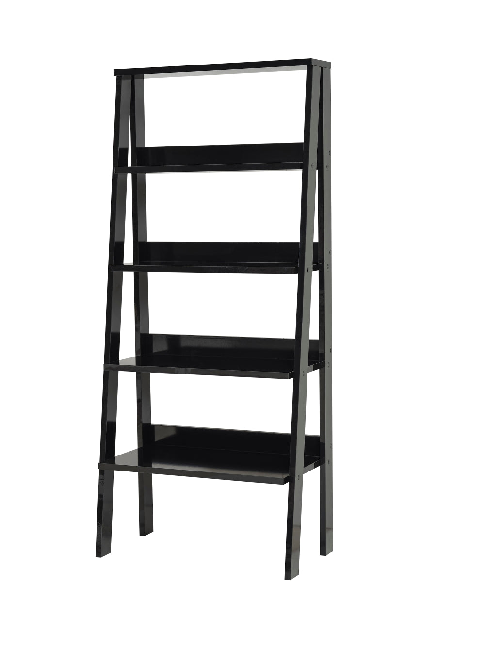 Solid Wood Black Bookshelf with 5 Shelves for Modern Living Room Storage