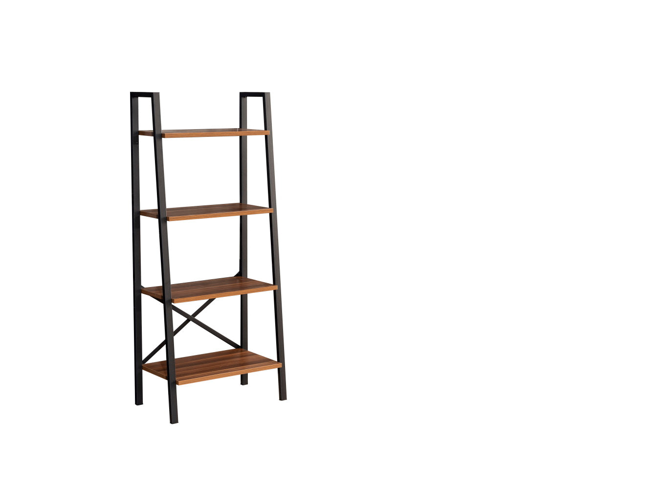 Walnut 5-Tier Solid Wood Ladder Bookshelf for Living Room