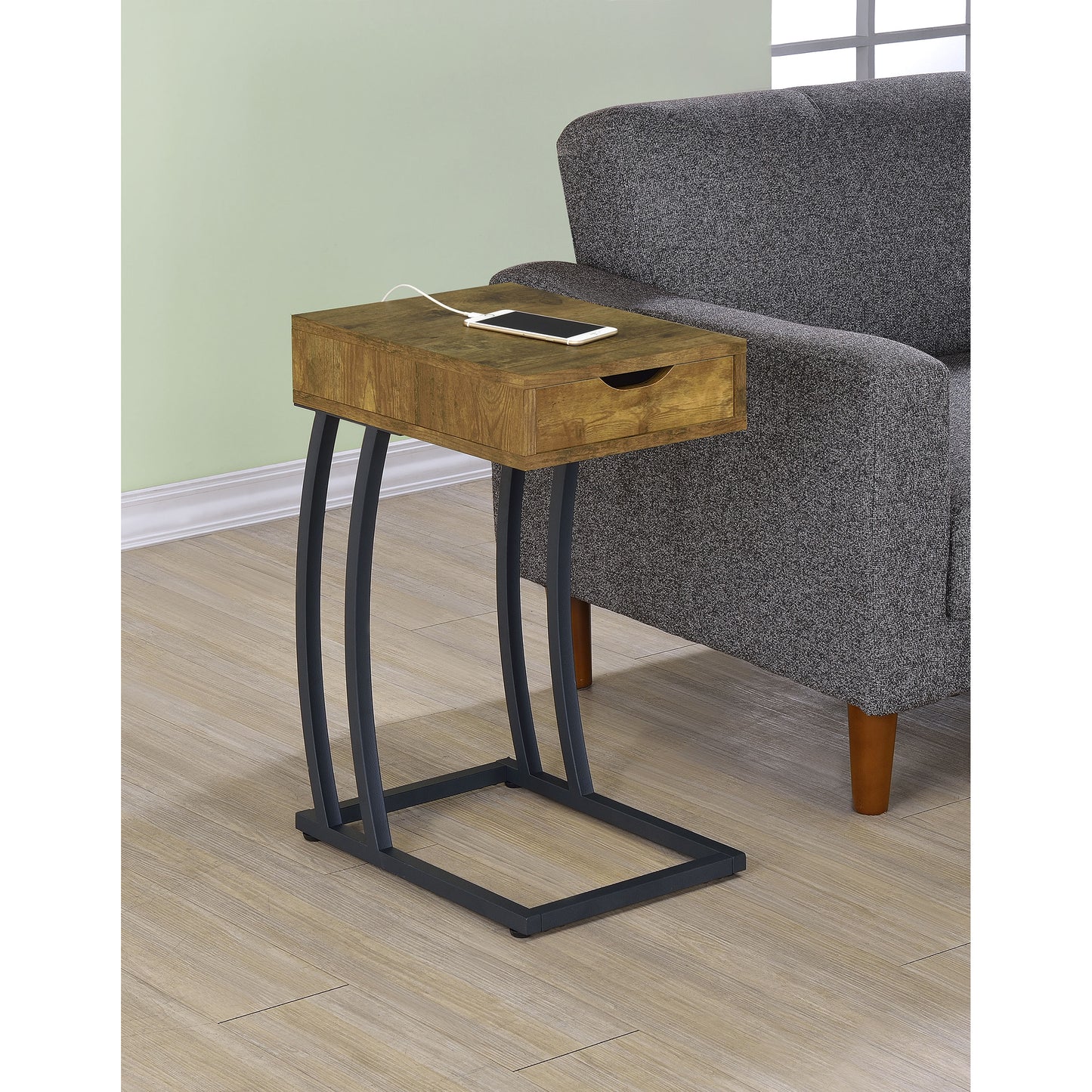 Antique Nutmeg and Gunmetal Hi-tech Accent Table