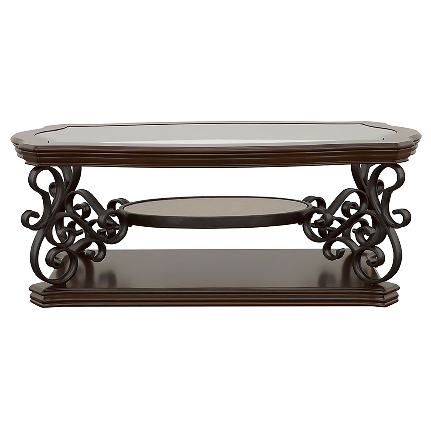 Bianca Merlot 2-Shelf Glass Top Coffee Table