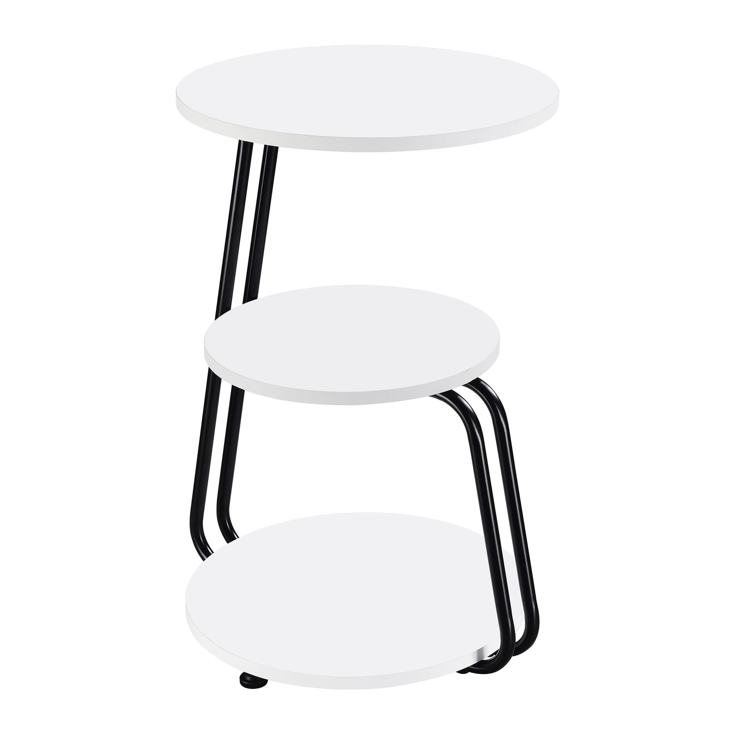 Dixon White and Black 3-tier Round Accent Side Table