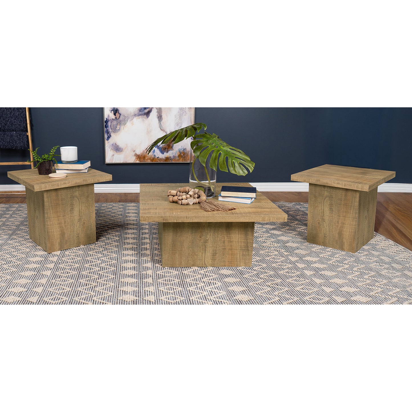 Exeter Mango Square 3-piece Coffee Table Set