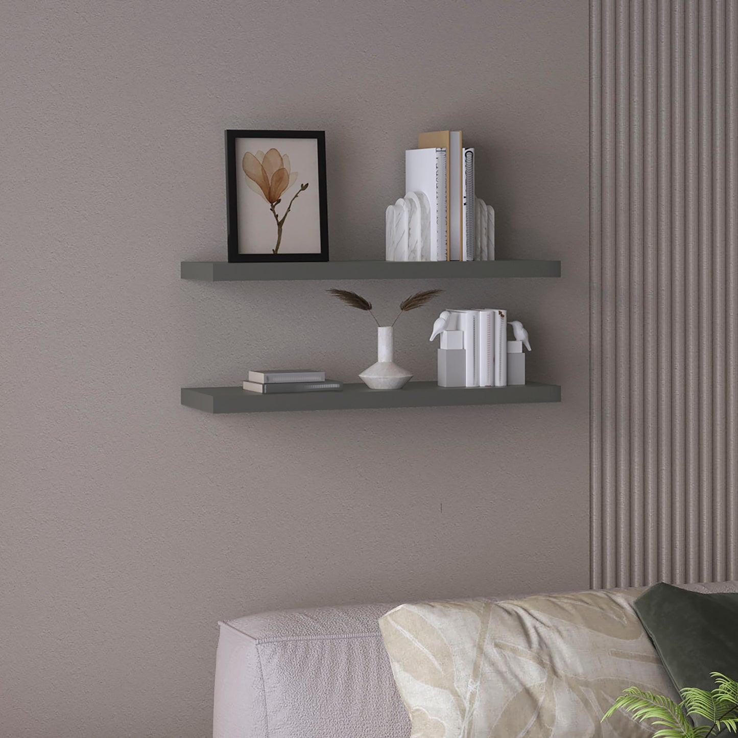 Ecco 31.5" Wide Floating Shelves Set of 2, Shelves for Wall Decor for Bedroom, Bathroom Storage Shelves, Book Shelves for Living Room