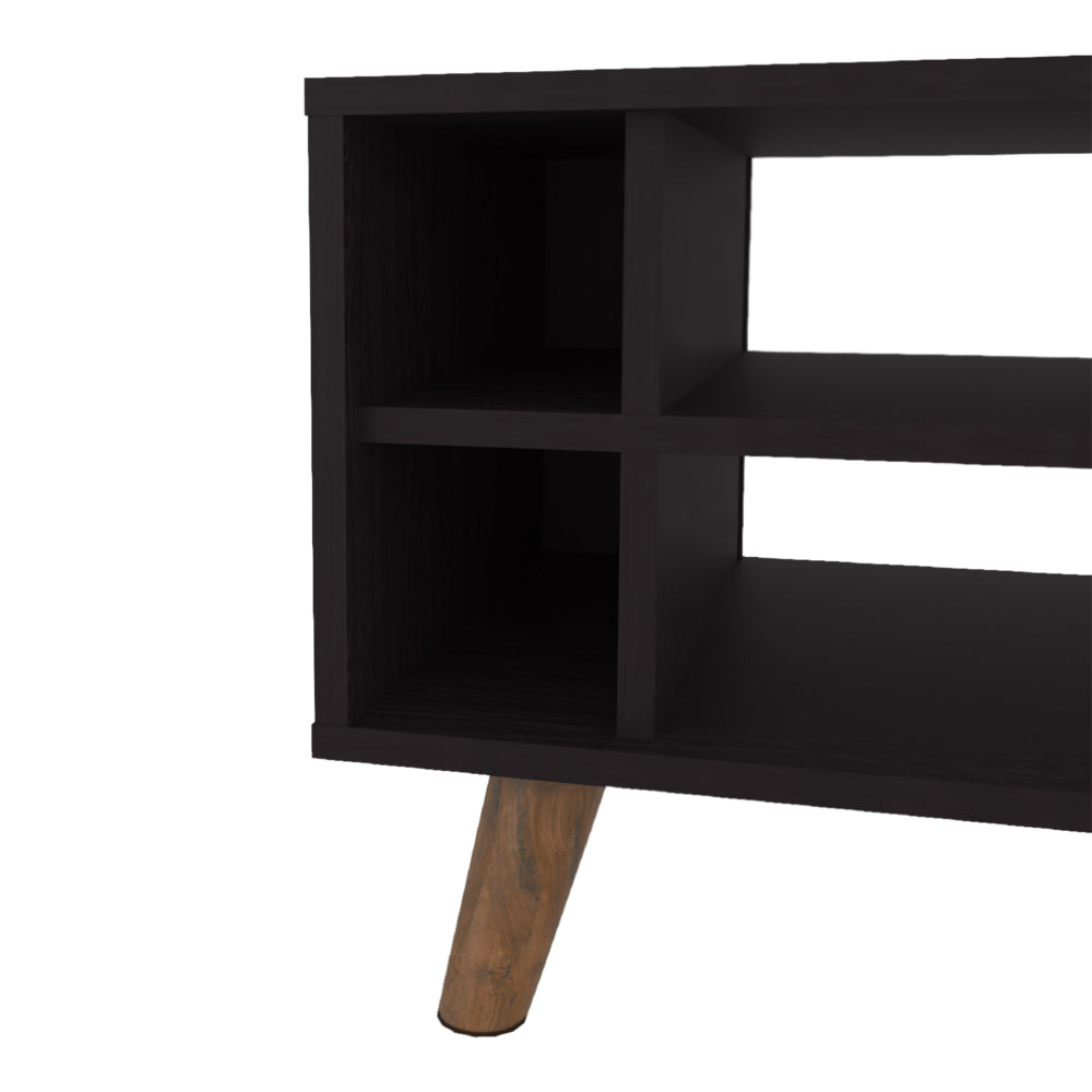 Black Engineered Wood Coffee Table with Storage for Living Room