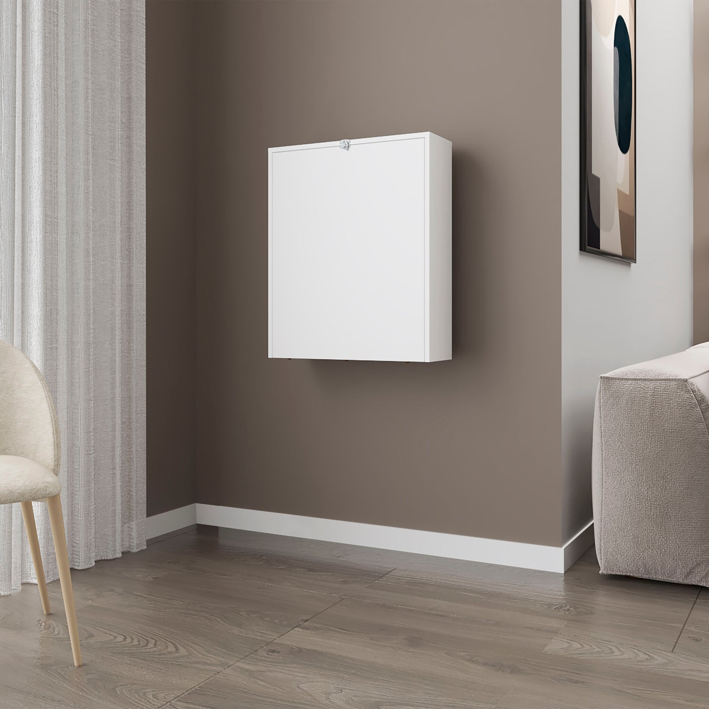 Aguila Wall-Mounted Drop-Leaf Table, White
