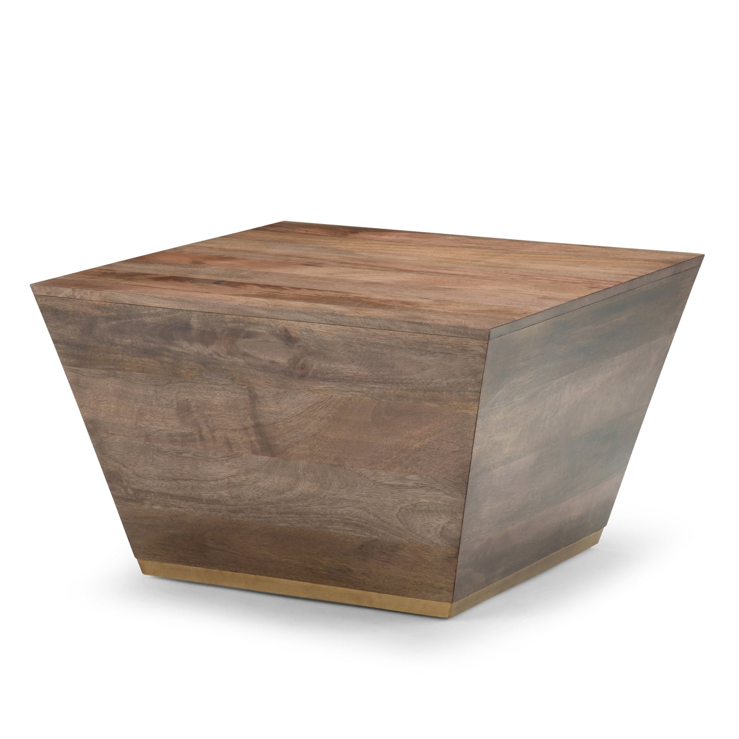 Abba 28 inch Wide Solid Mango Wood Square Coffee Table in Dark Brown