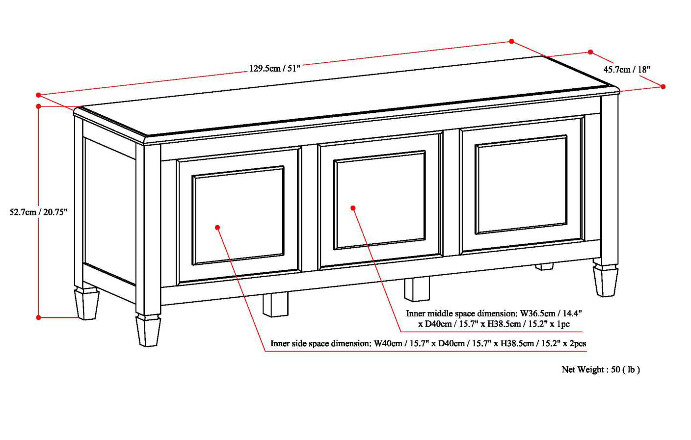 Connaught Storage Bench - 51" Wide Black Wood Trunk for Living Room