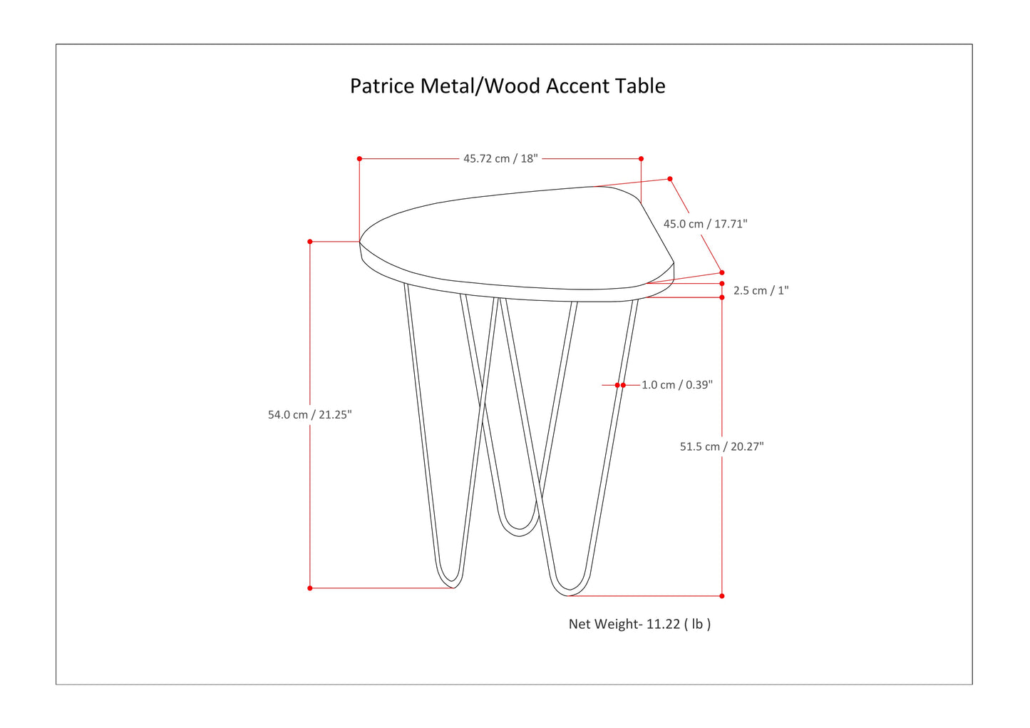 Light Brown Mango Wood Accent Table - 18 Inch Wide