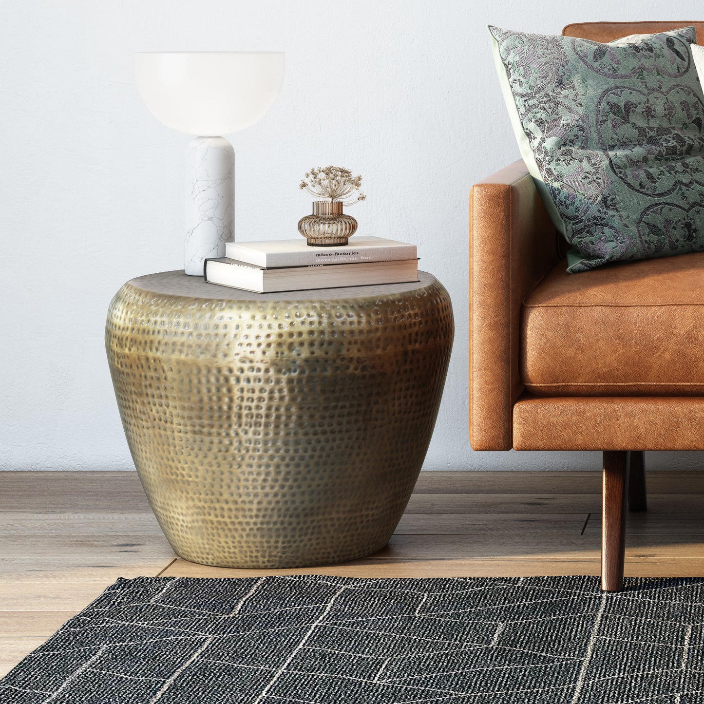Preston 22 Inch Wide Metal Side Table - Antique Gold