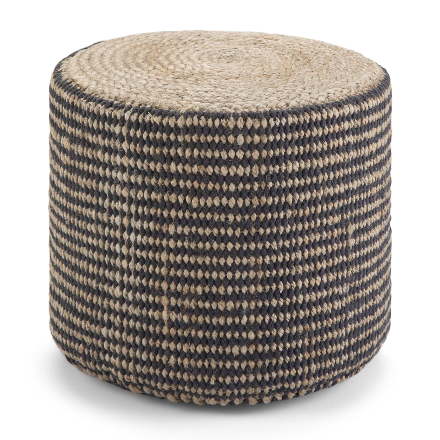 Larissa 18 inch Wide Round Pouf in Natural Hand Braided Jute