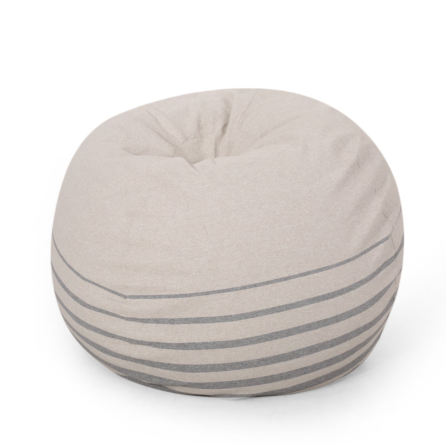 Bohemio 5 Foot Rounded Bean Bag, Striped Natural Grey