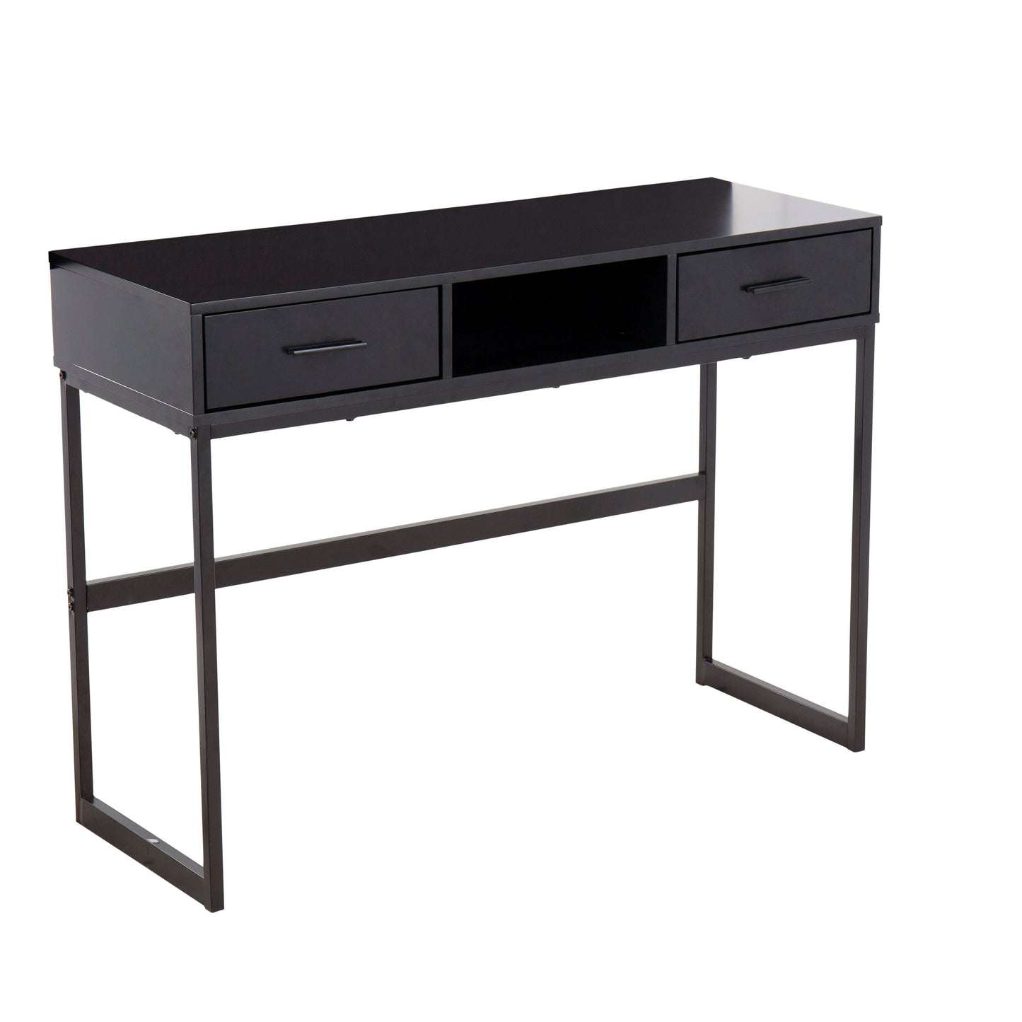 Contemporary Console Table in Black Metal and Black Wood