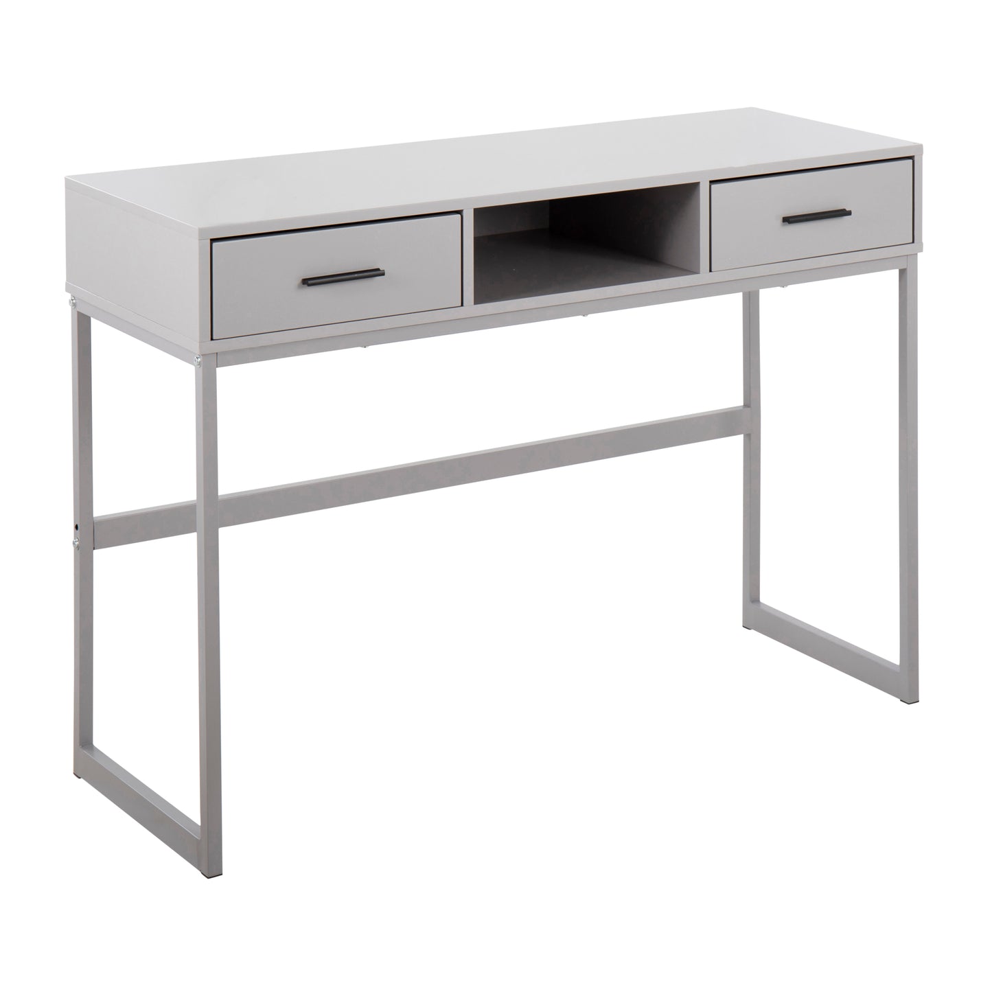Contemporary Console Table in Grey Metal and Grey Wood
