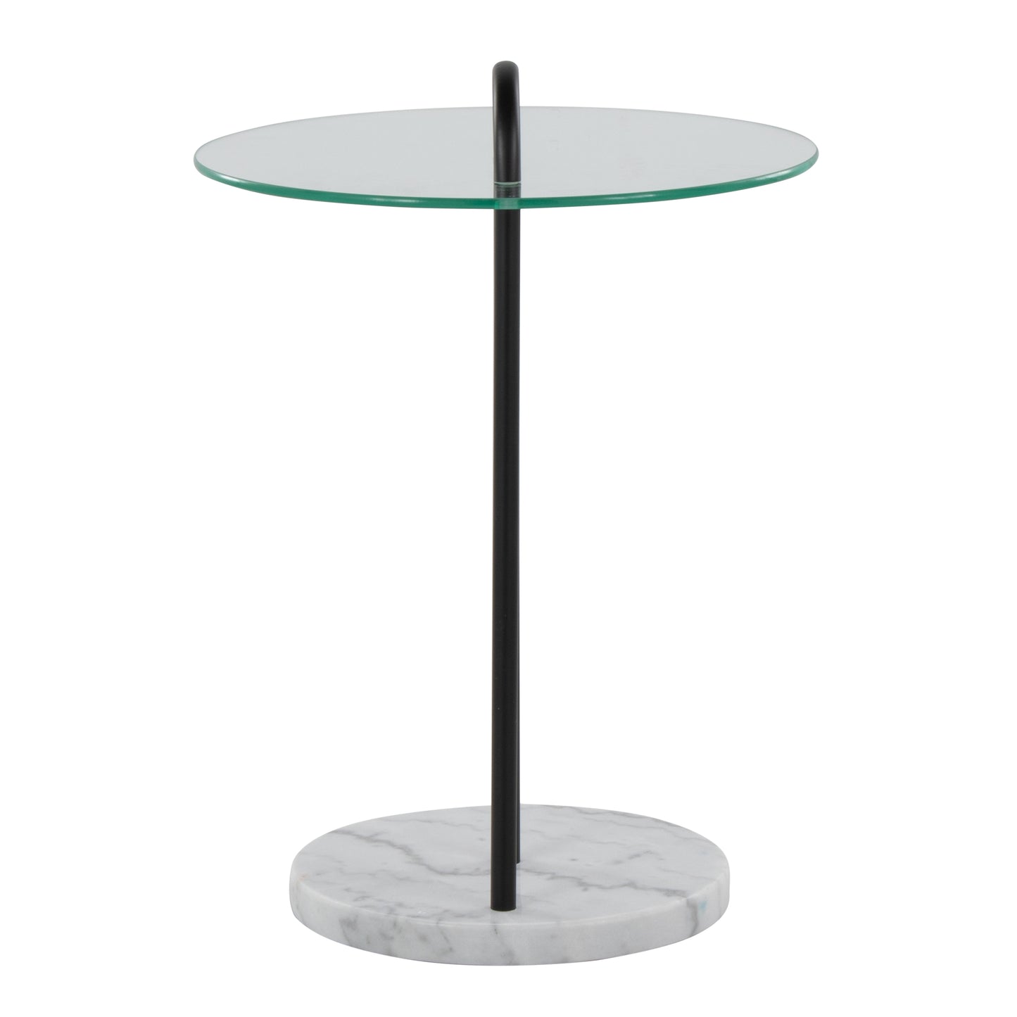 Claire Side Table - Clear Glass & Marble Modern Table