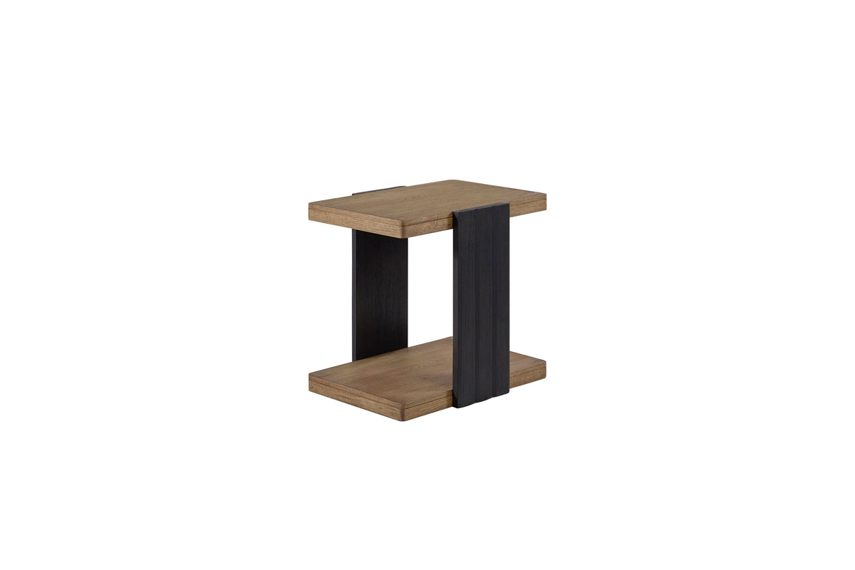 Channel Chairside Table - Black Solid Wood MDF Storage