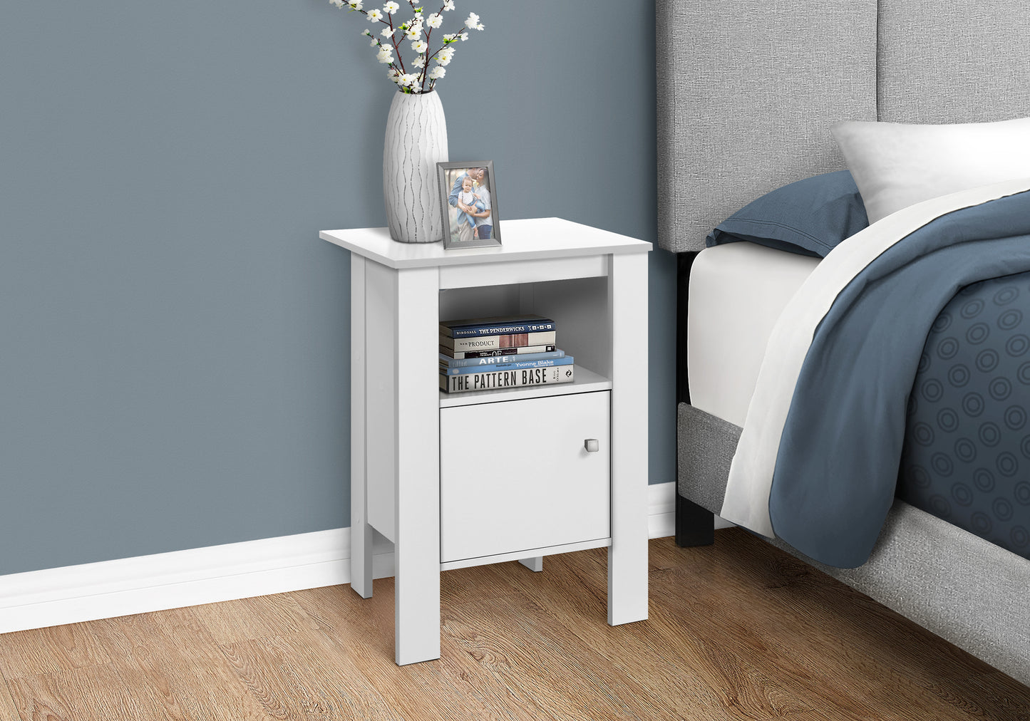 White Nightstand with Storage - 17.25" L x 14" W x 24.25" H