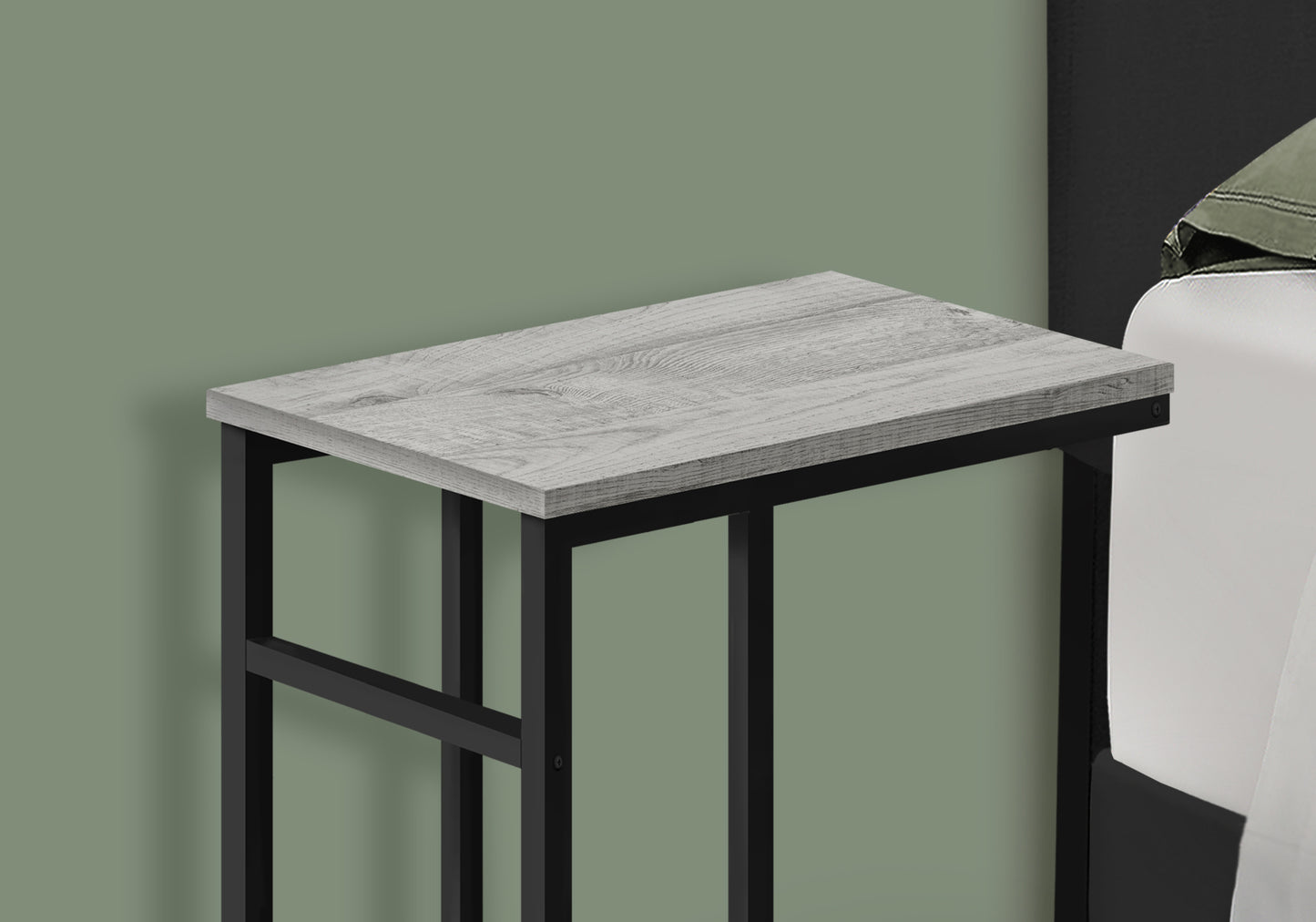 Grey C-Shaped Accent Table - Modern Side Table for Living Room or Bedroom