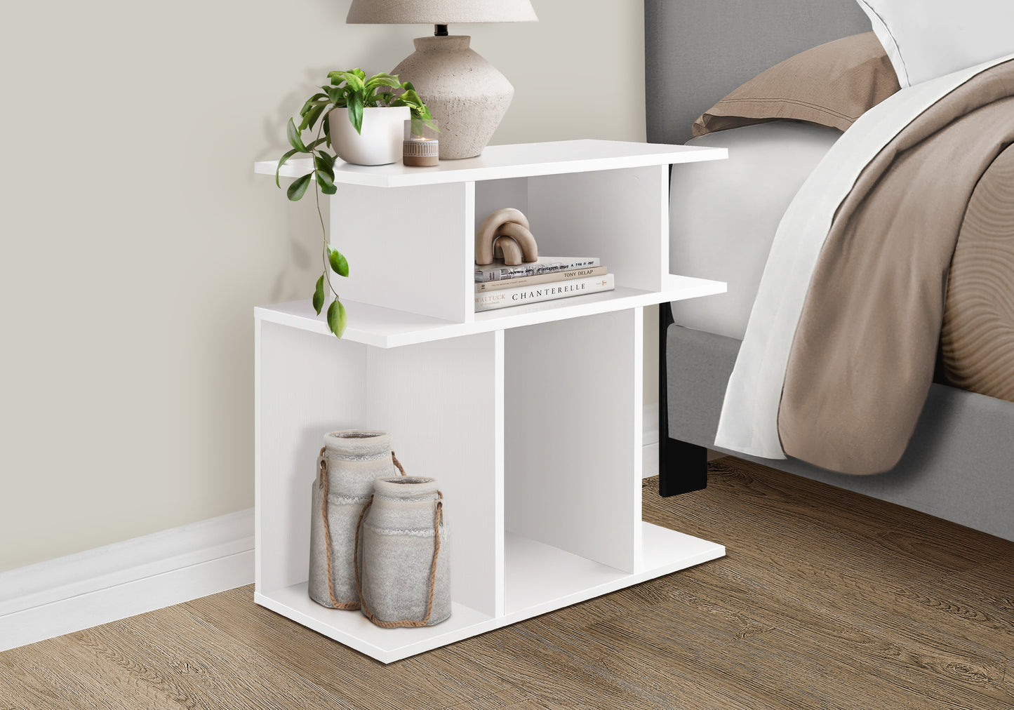 White Accent Table with 6 Shelves - Side Table, Hallway Console