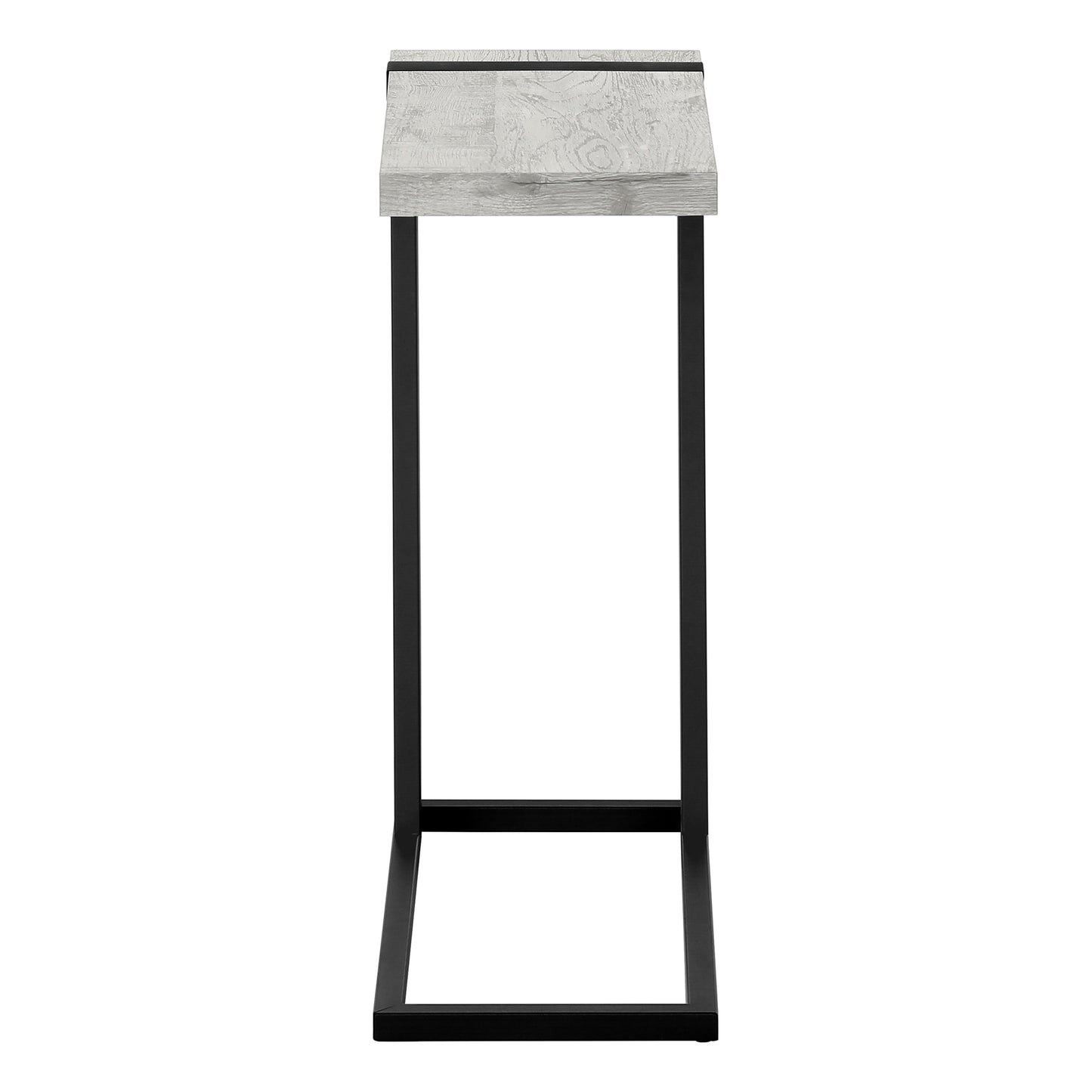 Grey C-Shaped Accent Table with Black Metal Frame for Modern Rooms for Living Room