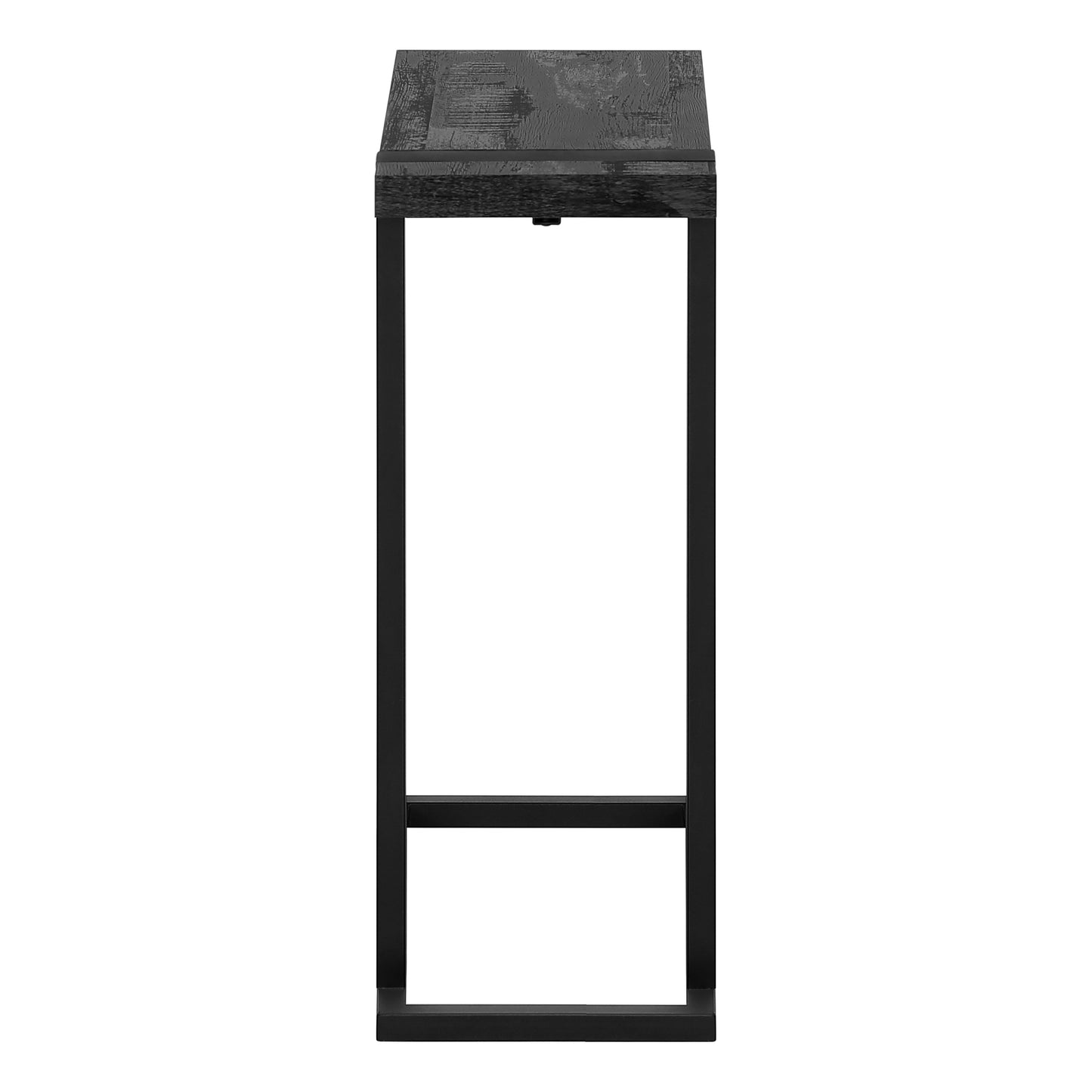 Black C-Shaped Accent Table with Metal Frame for Living Rooms