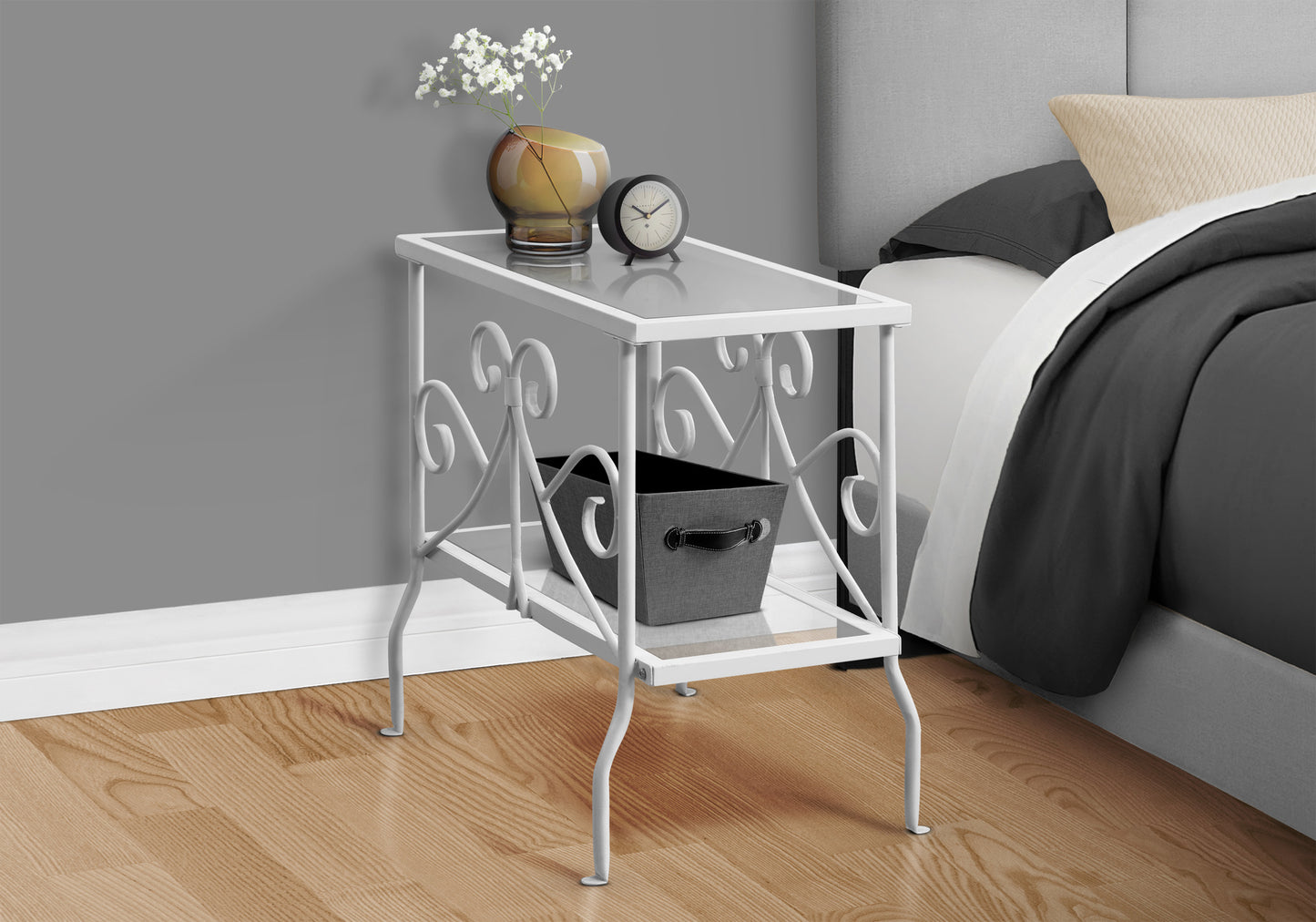 White Metal Accent Table - 24 Inch End Table