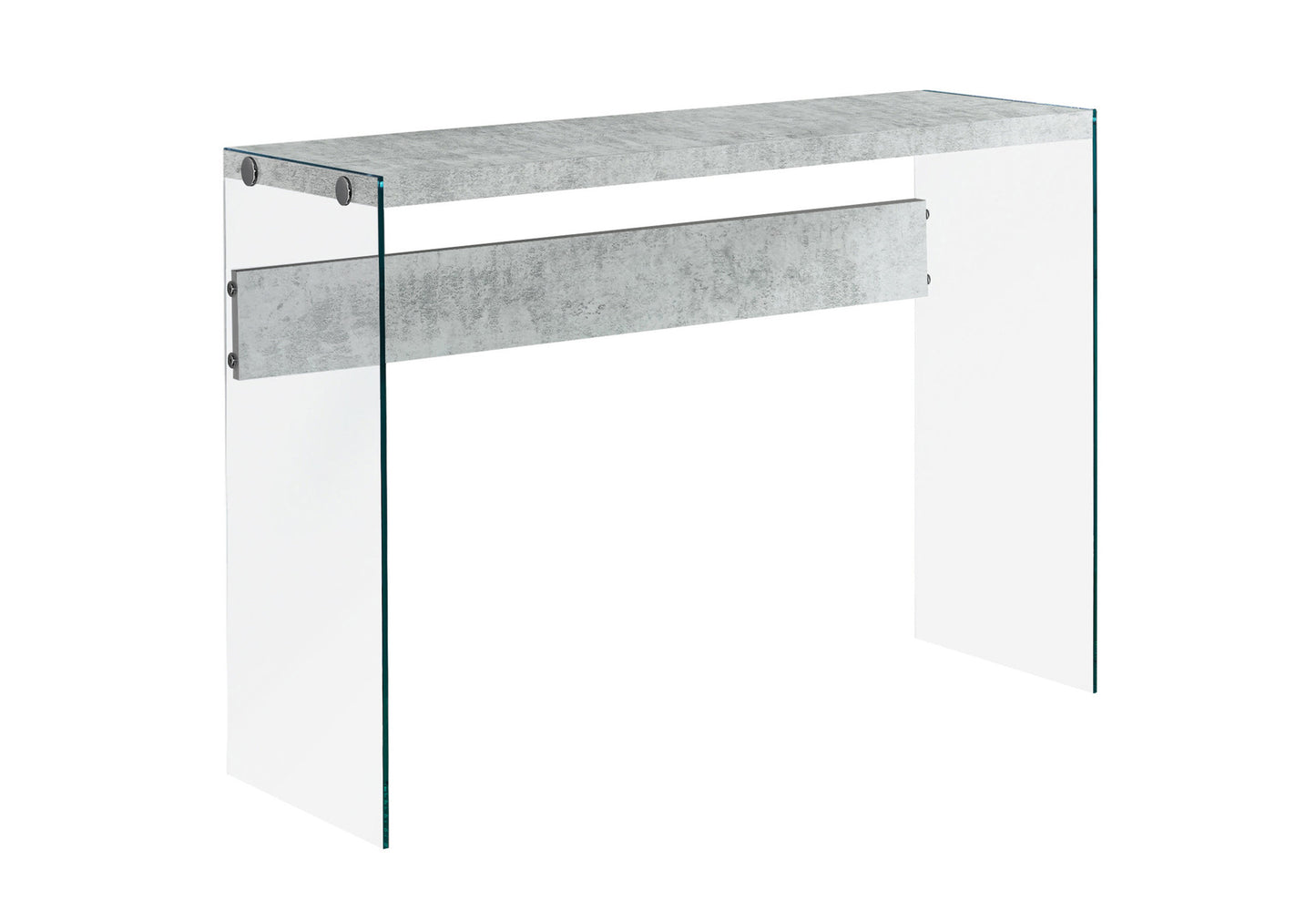 Accent Table, Console, Entryway, Narrow, Sofa, Living Room, Bedroom, Grey Laminate, Clear Tempered Glass, Contemporary, Modern