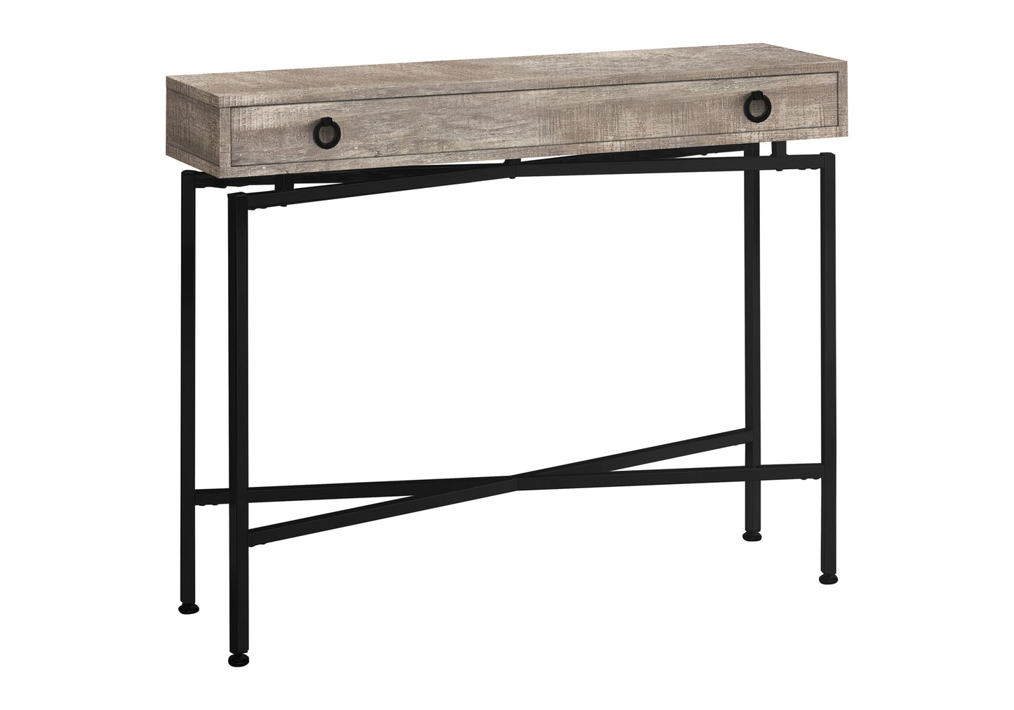 Accent Table, Console, Entryway, Narrow, Sofa, Storage Drawer, Living Room, Bedroom, Beige Laminate, Black Metal, Contemporary, Modern