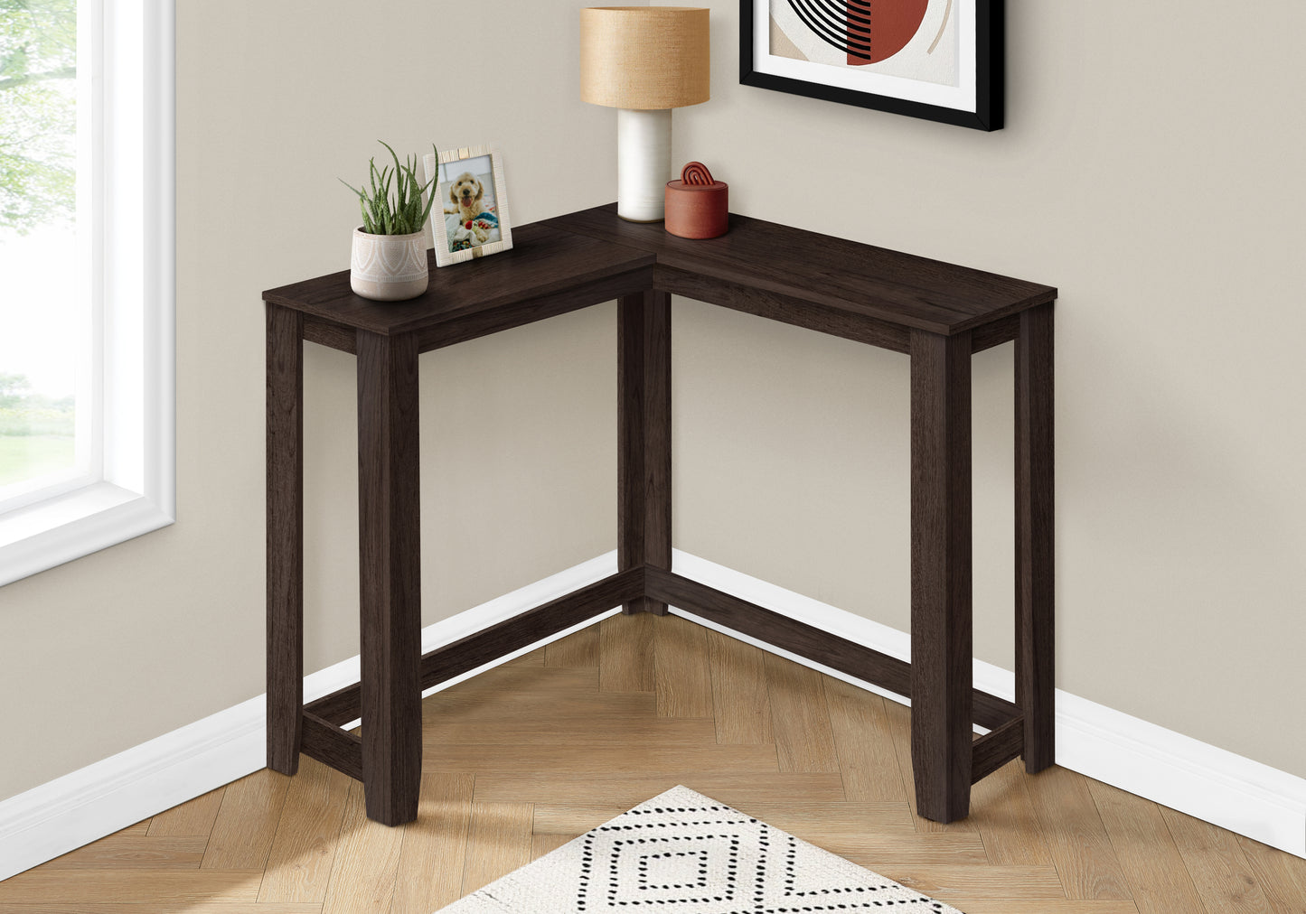 Espresso Corner Entryway Table - 35.5" L x 11.75" D