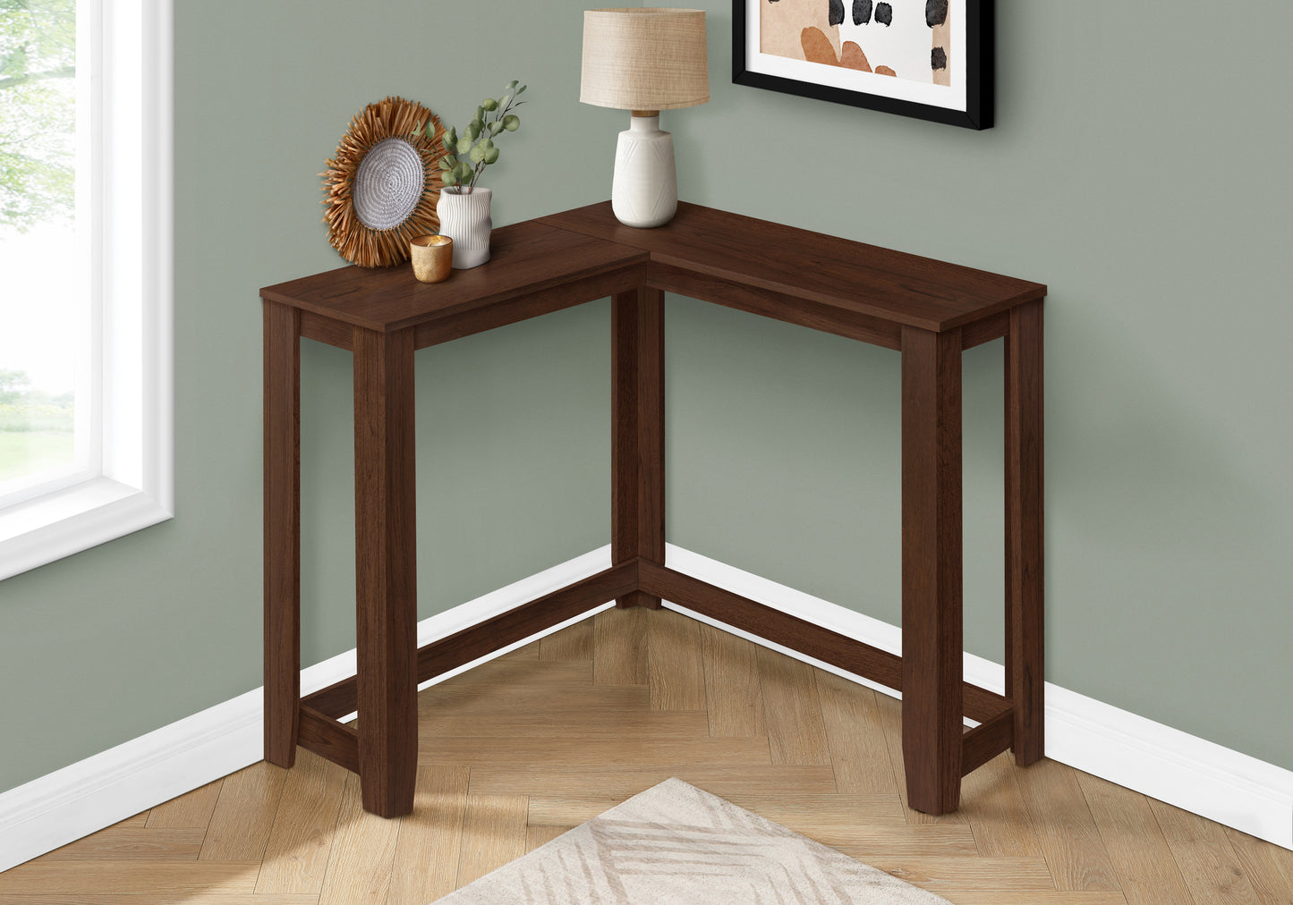 35.5" Cherry Corner Entryway Table - Modern Console Table