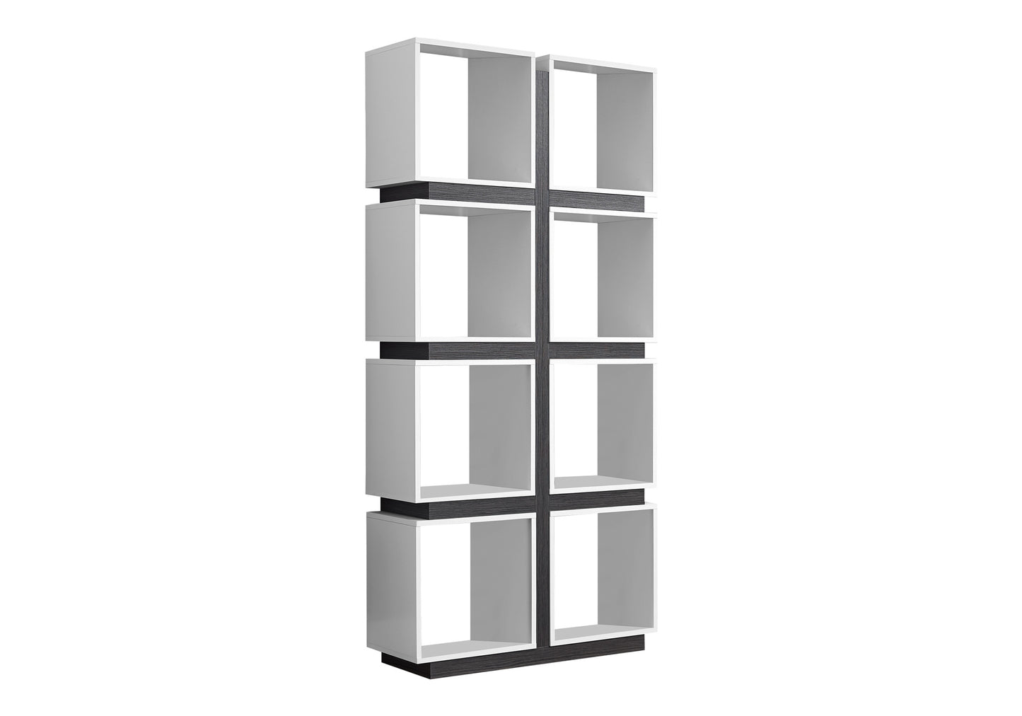 Bookshelf, Bookcase, Etagere, 5 Tier, 71"h, Office, Bedroom, Grey And White Laminate, Contemporary, Modern