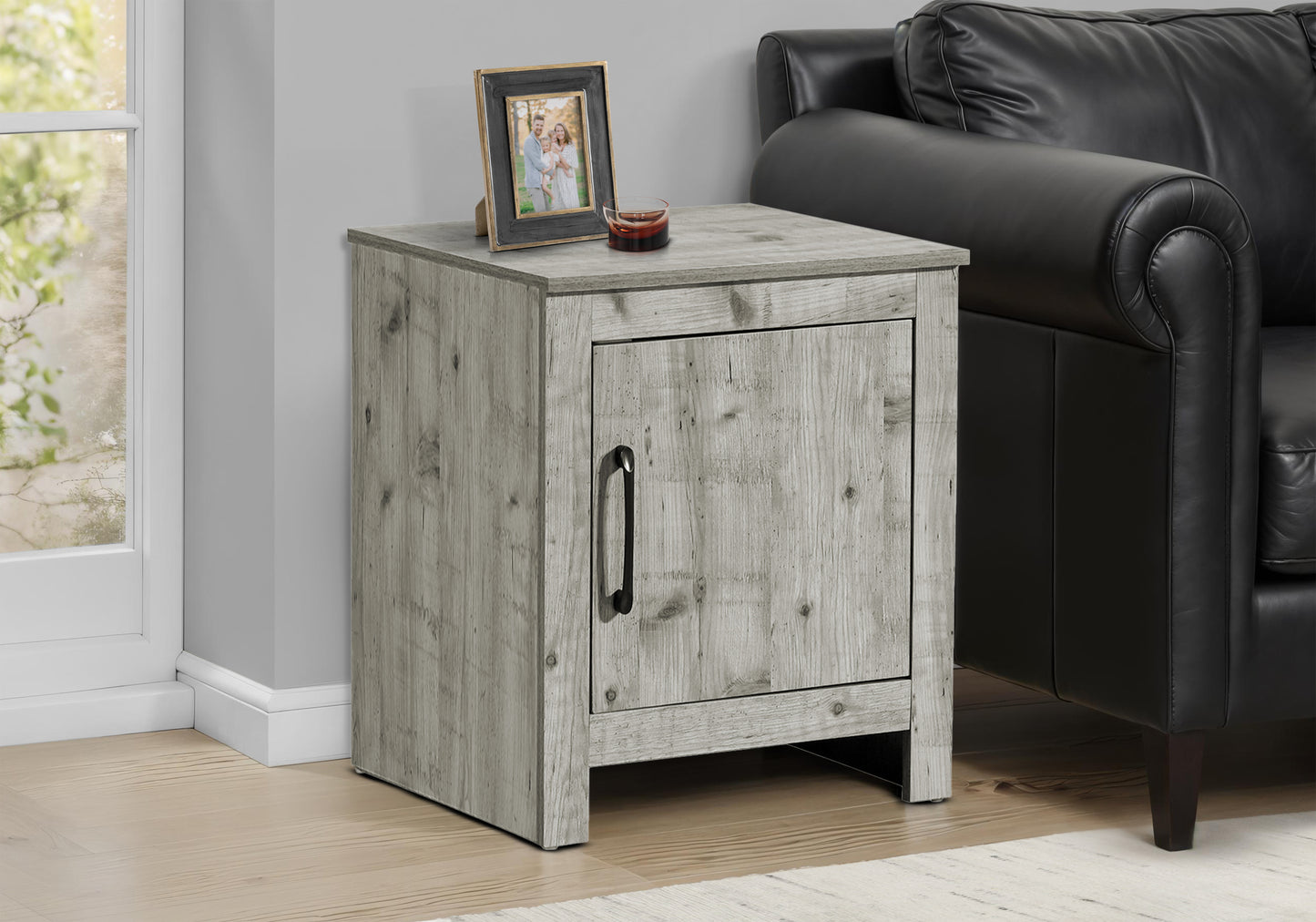 Accent Table, 22" H, End, Side Table, Storage, Side, Nightstand, Living Room, Bedroom, Rustique Grey Laminate, Transitional