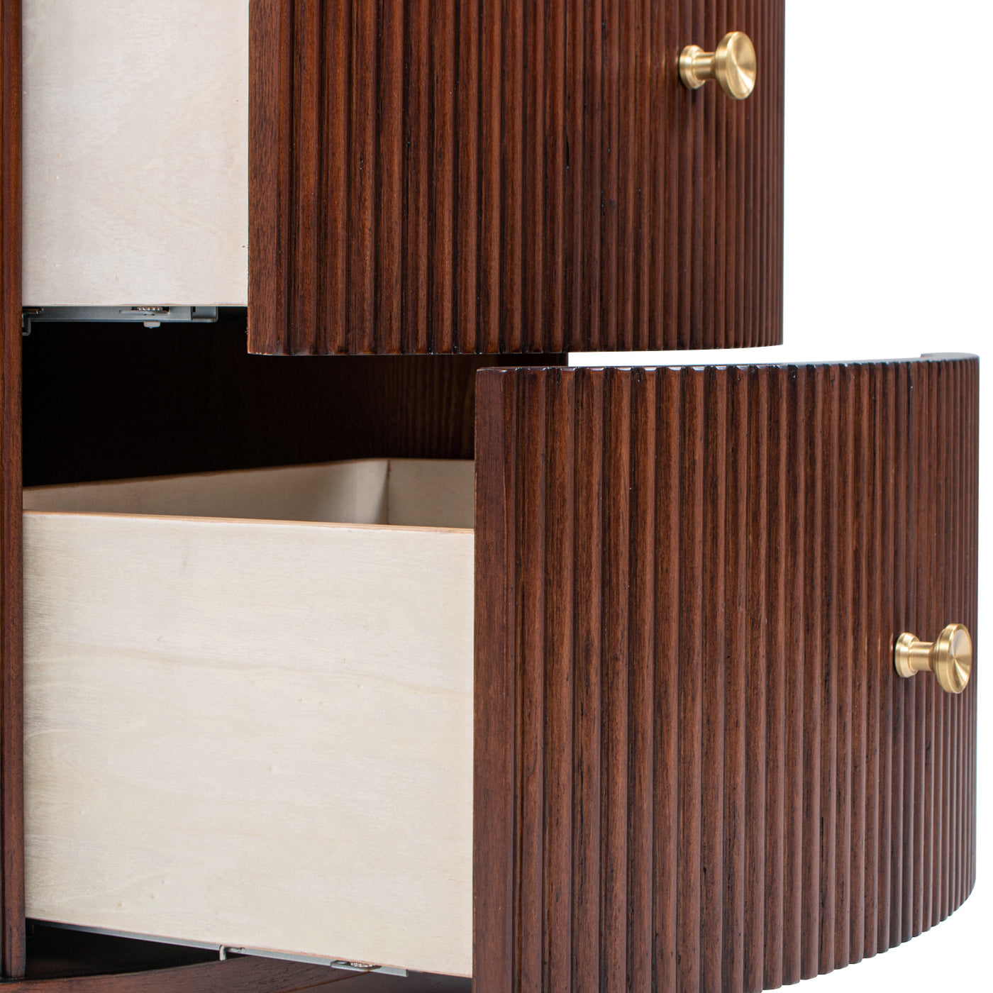 Dark Brown Wood Side Table - 2 Drawers 18.5"