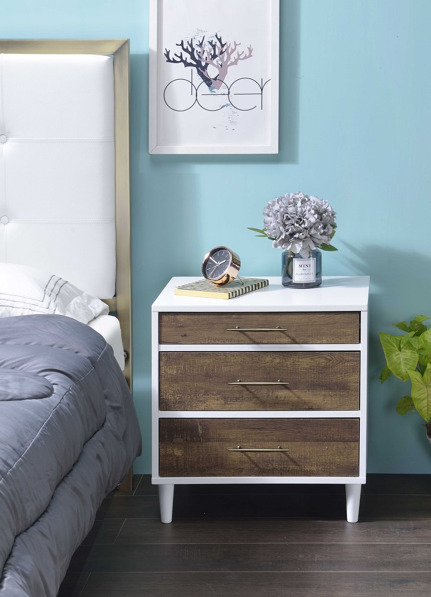 Lurel White & Weathered Oak Finish Accent Table