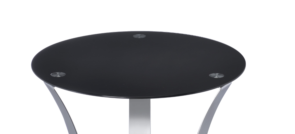 Black Glass Round End Table - 18 Inch Diameter