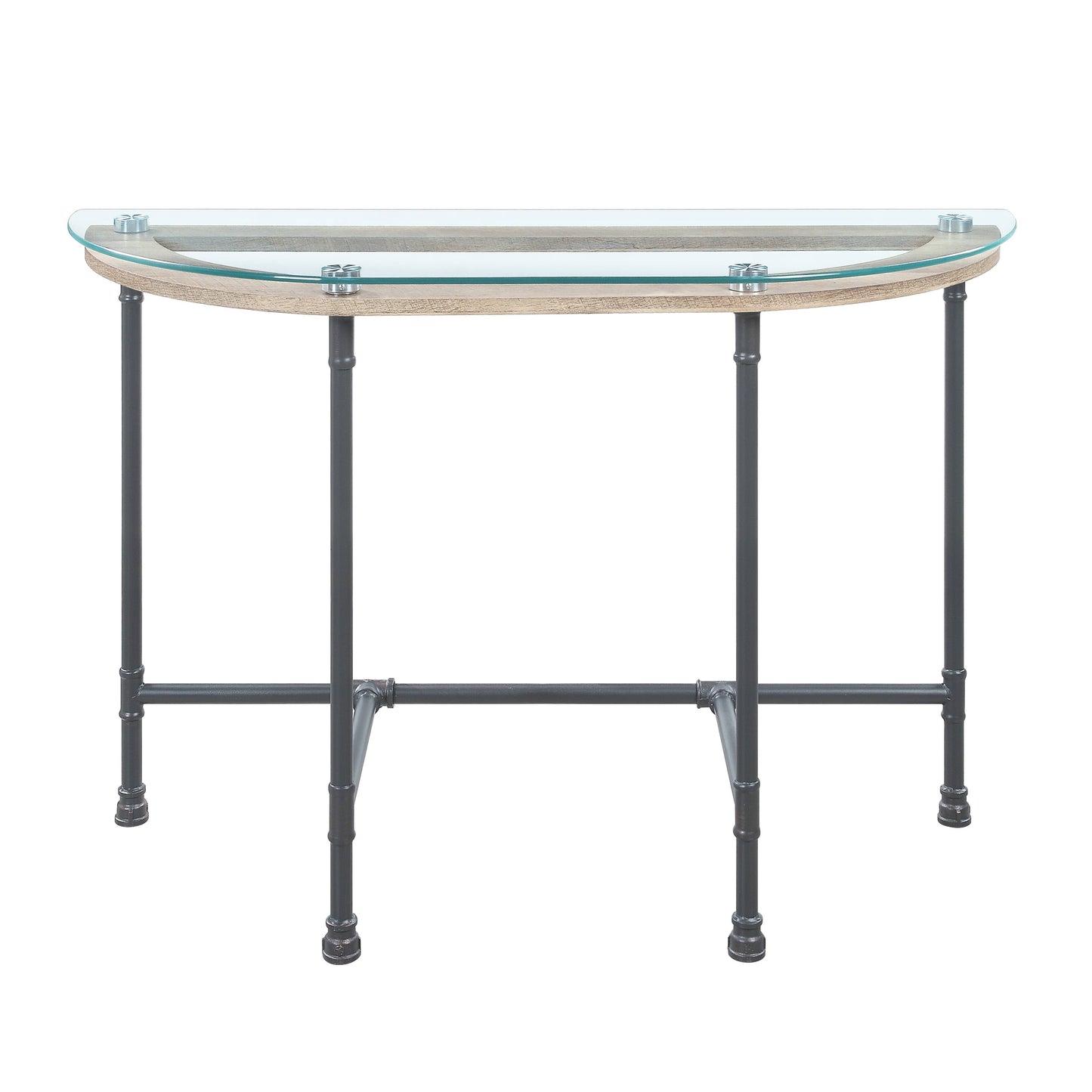 Brantley Clear Glass & Sandy Gray Finish Sofa Table