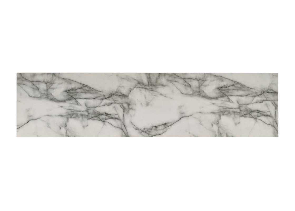 63" White Console Table with Faux Marble Top