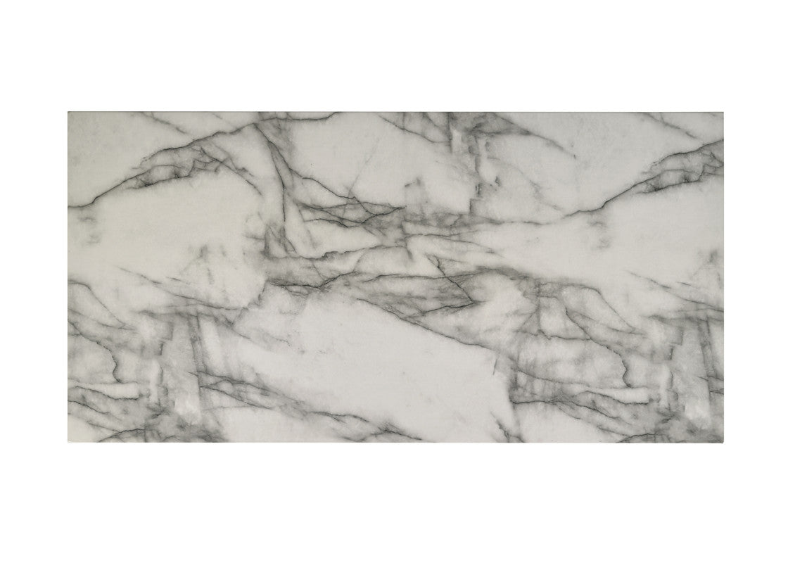White Coffee Table with Faux Marble Top - 47" Wide