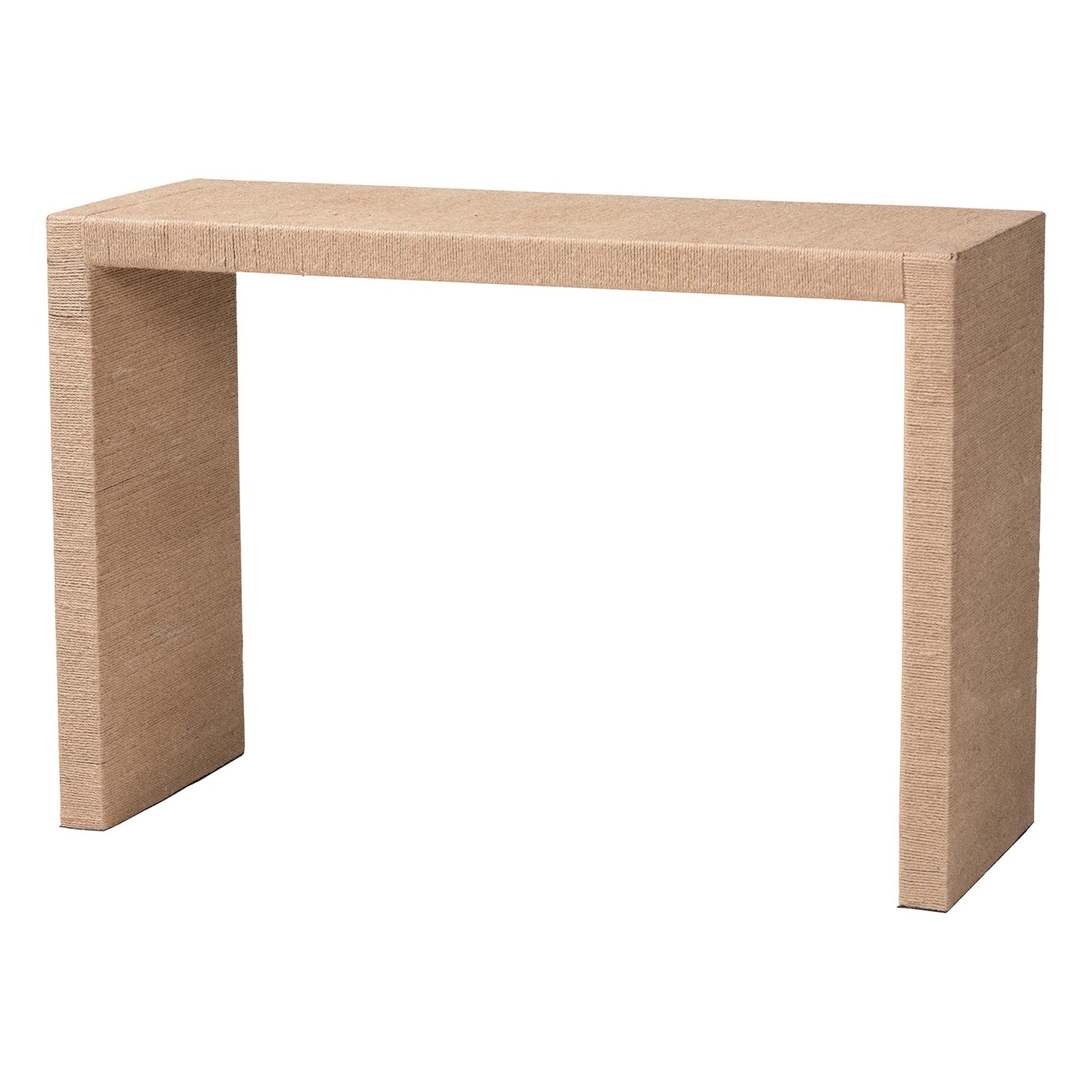 Modern Bohemian Natural Brown Jute and Wood Console Table