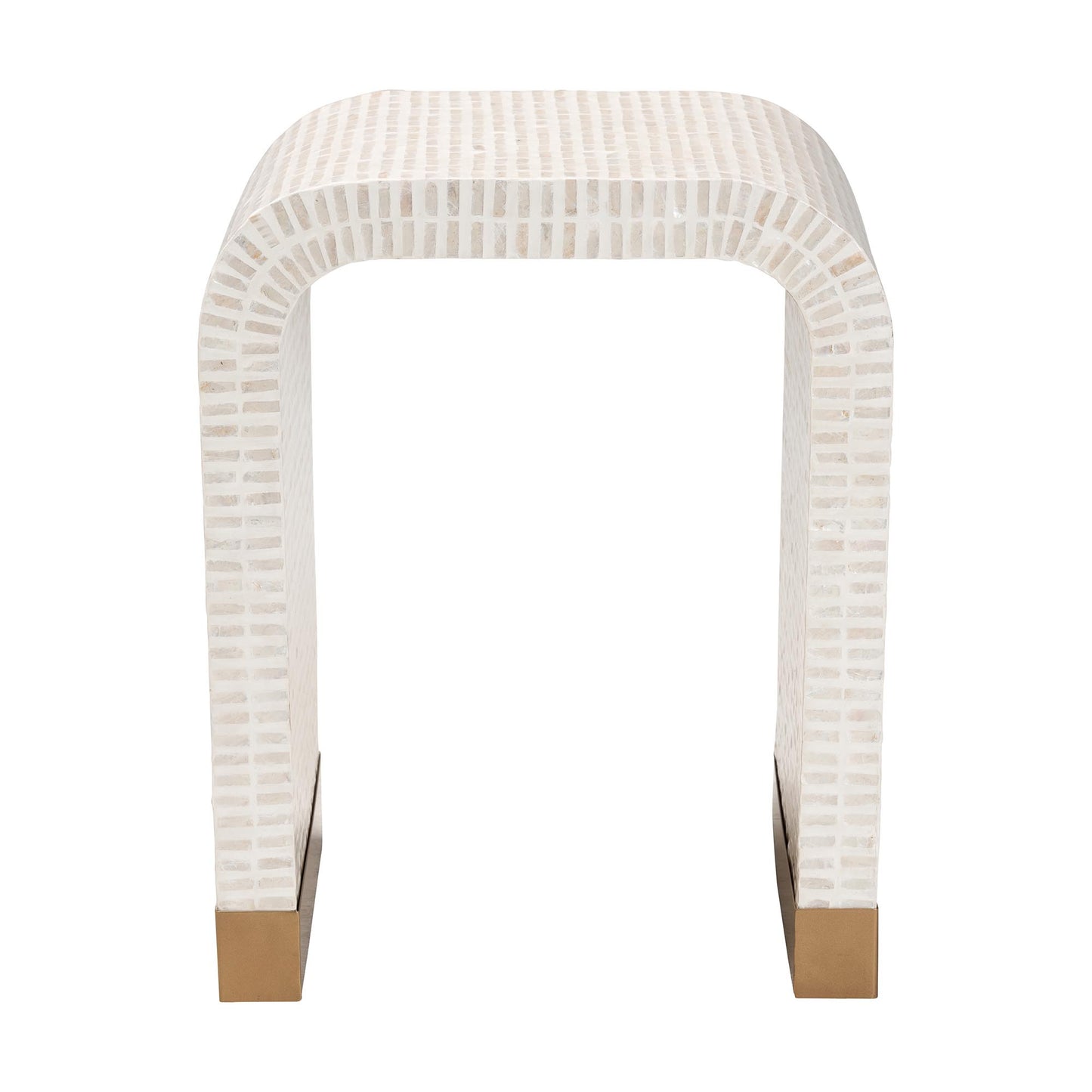 Beige Capiz Shell End Table - 15.8" x 19.7" for Living Room